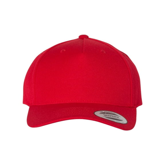 YP Classics - Premium Five-Panel Curved Visor Snapback Cap - 5789M - Red