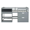 thumbnail image 5 of Harper & Bright Designs Low Loft Bed with Rolling Desk and Storage Shelves, Wood Twin Size Loft Beds with 2 Drawers and Chalkboard for Boys Girls, Gray, 5 of 16