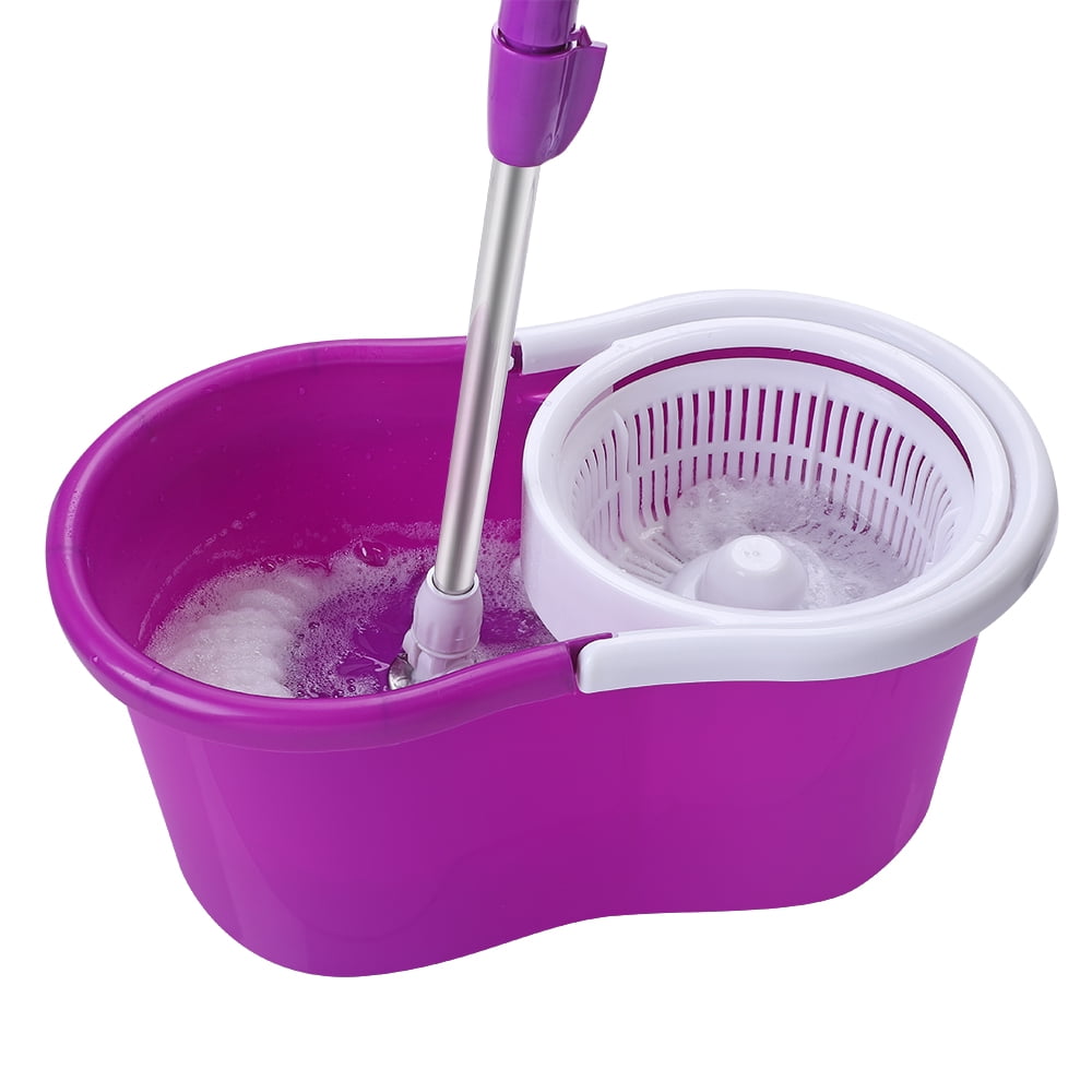 360° Spinner Mop & Bucket Set Floor Cleaner Adjustable Handle & Mop Head Purple 