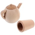 thumbnail image 1 of FENGGUIQU 1 Set Children Simulation Tea Set Chocolate Color Wooden for Toddlers in Self-care Ability Training, 1 of 5
