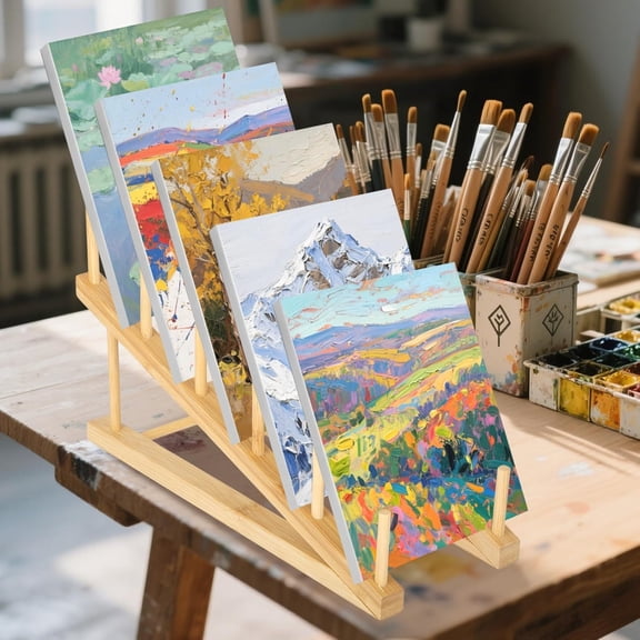 3 Pack 5-Layer Small Art Drying Rack, Wood Storage Stand for Canvas, Paint Display Rack for , Tabletop Art Organizer, 11.8 x 4.5 x 7.4 in