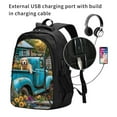 thumbnail image 2 of Salouo Vintage Pickup Sunflower Dog Pattern Extra Large Travel Laptop,Backpack with USB Charging Port College Backpack Business Work Bag Casual Daypack Fits for Men & Women, 2 of 7