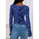 thumbnail image 4 of Remera PRETTYGARDEN 2025 Floral de Malla Fruncida Azul Real Talle L, 4 of 8