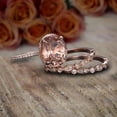 thumbnail image 5 of 2 carat Real Morganite and Man made diamond moissanite Trio Ring Set with One Engagement Ring and 2 Wedding Bands Sterling Silver with 18k Gold Plating, 5 of 5