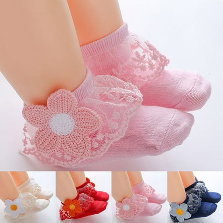 

Waroomhouse 1Pair Children Socks Chic Exquisite Cotton Feet Warmer Baby Short Socks for Household