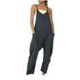 thumbnail image 1 of LSLJS Jumpsuits for Women Casual Summer Solid Rompers Sleeveless Loose Spaghetti Strap Baggy Overalls Jumpers with Pockets, 1 of 7
