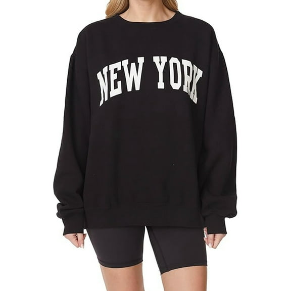 Women's Casual Sweatshirt Long Sleeved Letter Printed Tops Crew Neck Lightweight Pullovers Trendy 2025