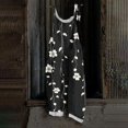 thumbnail image 2 of WTOBBY Women's Floral Printed One-Piece Pants Jumpsuit, Casual Loose Fit with Retro Straps in Cotton and Linen Blend, Perfect for Comfortable Fashion,BlackL, 2 of 6