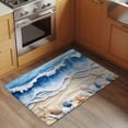 thumbnail image 2 of 2x3 Ft Entryway Area Rug, Coastal Blue Kitchen Rug Runner Washable Floor Mat, Starfish Beach Ocean Shell Sand Painting Non Slip Indoor Door Mat Throw Carpet for Bathroom Living Room Bedroom, 2 of 8