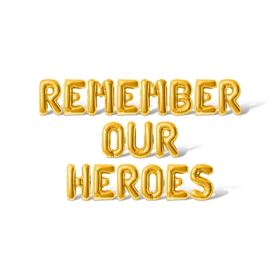 Letter Balloons - REMEMBER OUR HEROES 16" Inch Alphabet Letters Foil Mylar Balloon Memorial Day Party Banner (Gold)