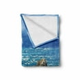 thumbnail image 2 of Lighthouse Soft Flannel Fleece Throw Blanket, Daytime Lighthouse Wavy Ocean View and Clear Sky Rocky Islands Sailboat, Cozy Plush for Indoor and Outdoor Use, 50" x 60", Blue Grey White, by Ambesonne, 2 of 6
