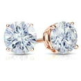 thumbnail image 2 of 14k Rose Gold Round Moissanite Stud Earrings (5ct TGW, 9mm, H-I) 4-Prong Basket, Push-Back by Diamond Wish, 2 of 3