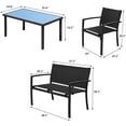 thumbnail image 2 of RONG-3 4 Pieces Patio Furniture Set Outdoor Garden Patio Conversation Sets Poolside Lawn Chairs with Glass Coffee Table Porch Furniture，Black, 2 of 8