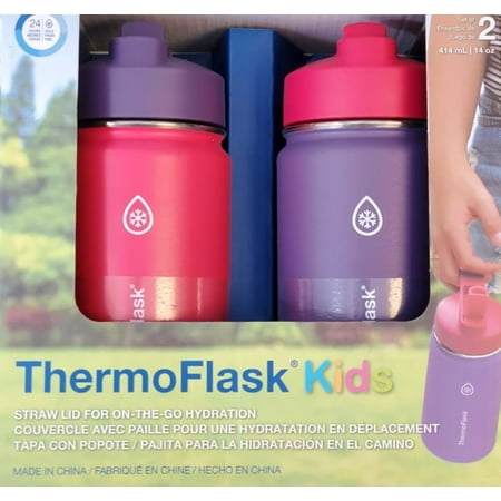 ThermoFlask Kids (Girls)Stainless Steel Vacuum Insulated Bottles with Straw Lid, 2