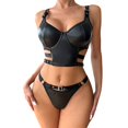 thumbnail image 1 of Harpily 2025 Intimates 2023 Lace PU Belt Clearance Underwear Two Piece Set, 1 of 9