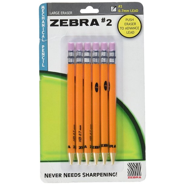 Zebra 2 Mechanical Pencil 0.7mm, Yellow, (51356) 6 Pack