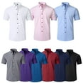 thumbnail image 2 of Flmei Short Sleeve Dress Shirts for Mens Summer Stretch Button Shirt Men's Non-iron Anti-Wrinkle Business Blouses Tops Size 38-46, 2 of 9