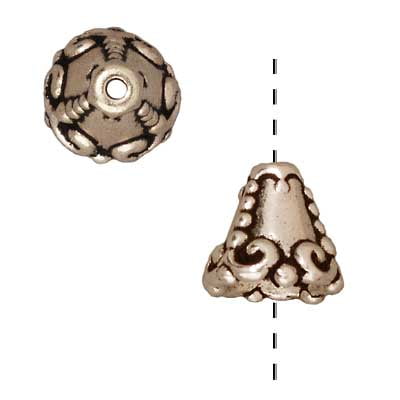 - Fine Silver Plated Pewter Heirloom Cone Bead Caps 8.5mm (2)