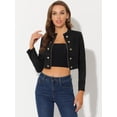thumbnail image 4 of Chaqueta corta de manga larga con cremallera y cuello levantado de ante sintético para mujer Negro XS, 4 of 4
