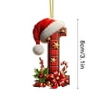 thumbnail image 2 of DAMAI Red Buffalo pattern Initials Christmas Ornaments for Tree, 2D Acrylic Personalized Decorative Monogram Pendants with Santa Hat, 26 Letters Hanging Decorations for DIY Crafts Xmas Home Decor, 2 of 5
