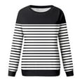 thumbnail image 4 of hxobax Womens Striped Crewneck Sweatshirts Fall Long Sleeve Colorblock Pullover Tops Sweaters Shirts, 4 of 5