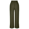 thumbnail image 5 of ShomPort Womens Fall Casual Cotton Linen Palazzo Pants High Waist Drawstring Baggy Trousers with Pocket, 5 of 8
