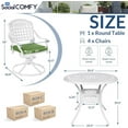 thumbnail image 7 of SOCIALCOMFY 5-Piece Outdoor Patio Dining Set, All-Weather Cast Aluminum Patio Table Set, Include 4 Swivel Chairs and a 35.4 inch Round Table w/Umbrella Hole for Balcony Garden Backyard, White, 7 of 7