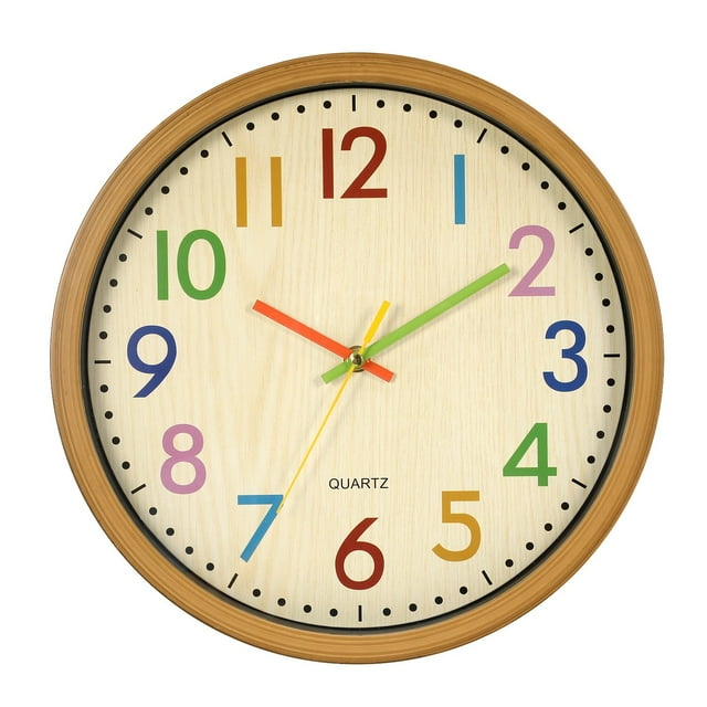 Children'S Wall Clock, 12.5 Inch / 32 Cm Children'S Wall Clock With Silent Clockwork And Colorful Numbers, Non-Ticking, Easy To Read, Home Accessories & Decoration