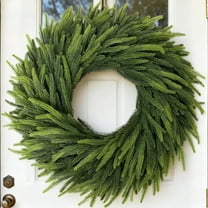 Guvpev 24" Large Christmas Norfolk Pine Wreath for Front Door - Artificial Christmas Wreaths Faux Pine Needles Fake Green Greenery Wreaths for Home, Wall, Windows, Indoor Outdoor Xmas Decor