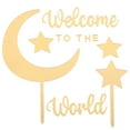 thumbnail image 1 of GOOHOCHY 1 juego de decoración para tarta de baby shower de bienvenida al mundo con adornos acrílicos de estrellas y lunas para suministros de fiesta de revelación de género, 1 of 8