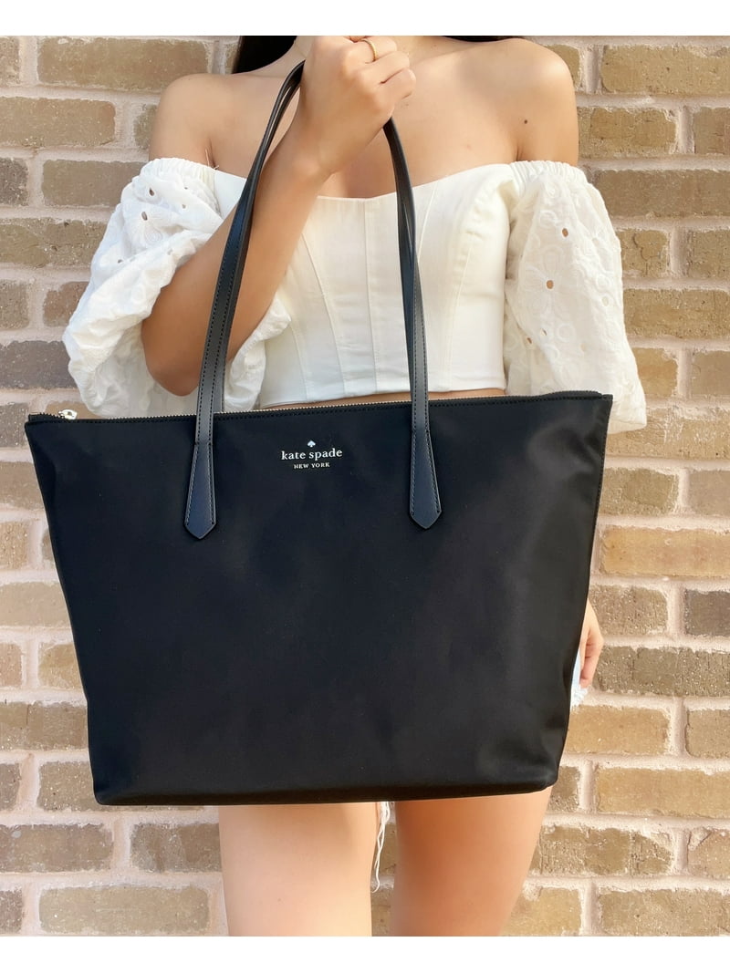 在庫有！kate spade★Kitt Large Tote★ナイロン★A4収納可★黒 kate spade】軽量ナイロン♪ kitt large tote ☆A4収納可