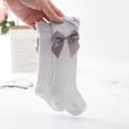 thumbnail image 1 of Calcetines hasta la rodilla de malla para bebé, medias finas de algodón peinado con lazo de princesa para niña recién nacida, primavera y verano, 1 of 4