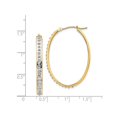 thumbnail image 4 of 14K Yellow Gold Accent Diamond Oval Hoop Earrings, 4 of 4