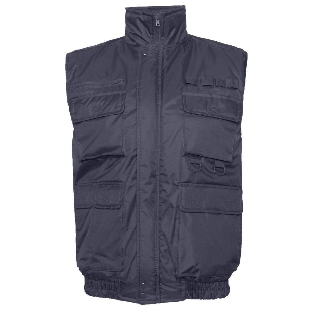 DBFL Mens Cargo Zip Vest Multiple Pockets Warm Fleece Lining Casual