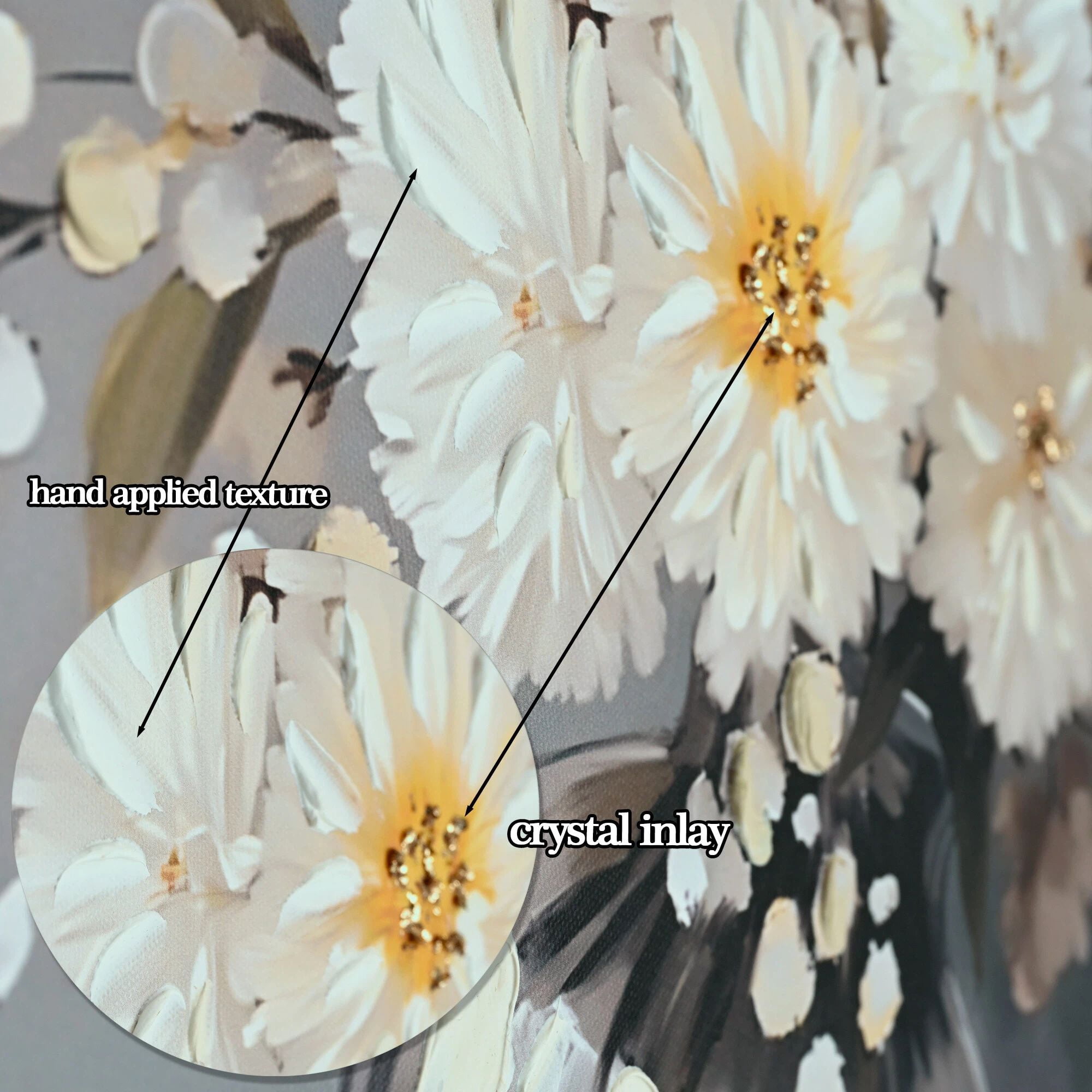 Euroco White Chrysanthemum Glass Vase Canvas Wall Art, Vintage Artwork Country Style Wall Decor Pictures,Botanical Posters Prints for Bathroom Bedroom Decoration,24x24inch