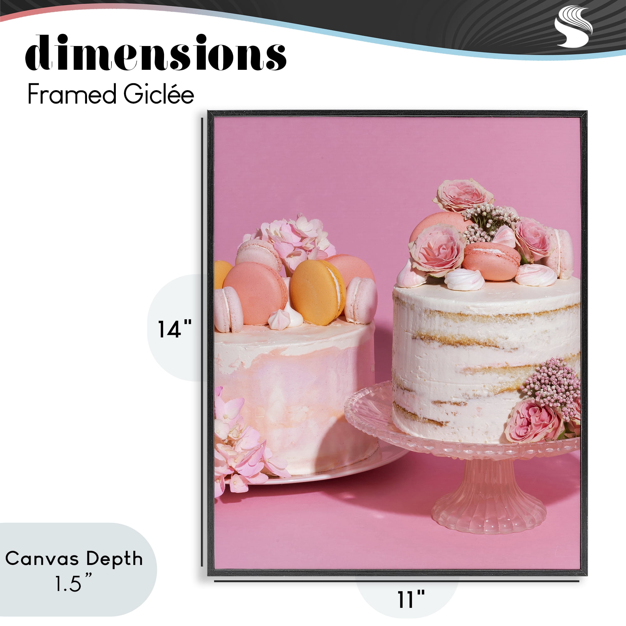 Stupell Industries Pink Pastel Macaroon Cakes Black Framed Giclee Art, design by LISH Creative