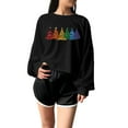 thumbnail image 4 of Cropped Sweatshirts for Women Funny Christmas Graphic Xmas Holiday Party Casual Long Sleeve Fall Clothes Tops Pullover, 4 of 4