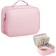 thumbnail image 1 of Cosmetiquera Para Maquillaje, Bolsa de maquillaje para viaje de gran capacidad, Cuero Impermeable, Neceser, Almacenamiento particionado de 3 capas, Ideal Para Uso Diario y Viaje (Rosa), 1 of 4