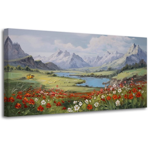 Pintura decorativa para paredes de Ajion, que representa paisajes naturales en las montañas, ideal para decorar paredes en oficinas, hogares, restaurantes y pasillos.