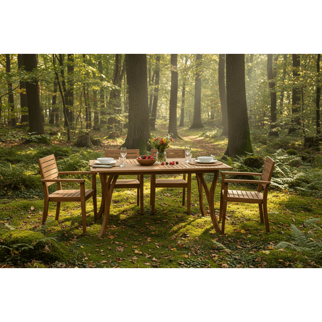 Durable Acacia Wood 59" Rectangular Outdoor Dining Table Easy Assembly