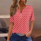 thumbnail image 1 of Fiudx Liquidación de Ofertas Flash Blusa de Manga Corta Estampada a La Moda para Mujer, Blusas Informales con Cuello En V, 1 of 5