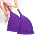 thumbnail image 3 of Higiene silicona copa menstrual femenina femenina femenina Herramienta de cuidado del cuerpo del coleccionista Herramienta de cuidado del cuerpo2 x copas menstruales moradas+bolsa, 3 of 7