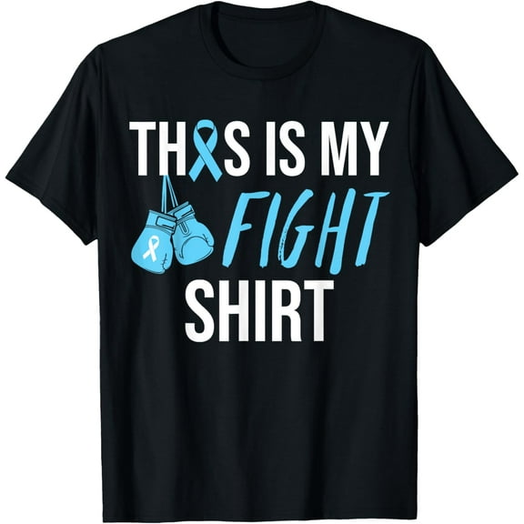 Fight Prostate Cancer Awareness Light Blue Ribbon Survivor T-Shirt100% cotton short-sleeved shirt for both men and women
