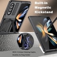 thumbnail image 4 of Compatible Samsung Galaxy Z Fold 4 Case Metal Silicone with Hinge,360°Full-Body Dual Layer Military Shockproof Dustproof Rugged Cover Case for Samsung Z Fold 4 5g Phone Case with Stand Men Black, 4 of 7