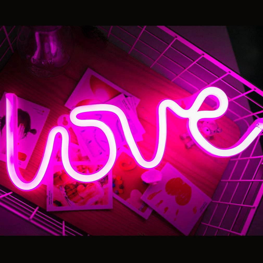 Battery and USB Powered Neon Light for Party Supplies Girls Room Decoration Accessory Warm White Table Decoration MERLINAE LED Love Neon Signs Children Kids Gifts 