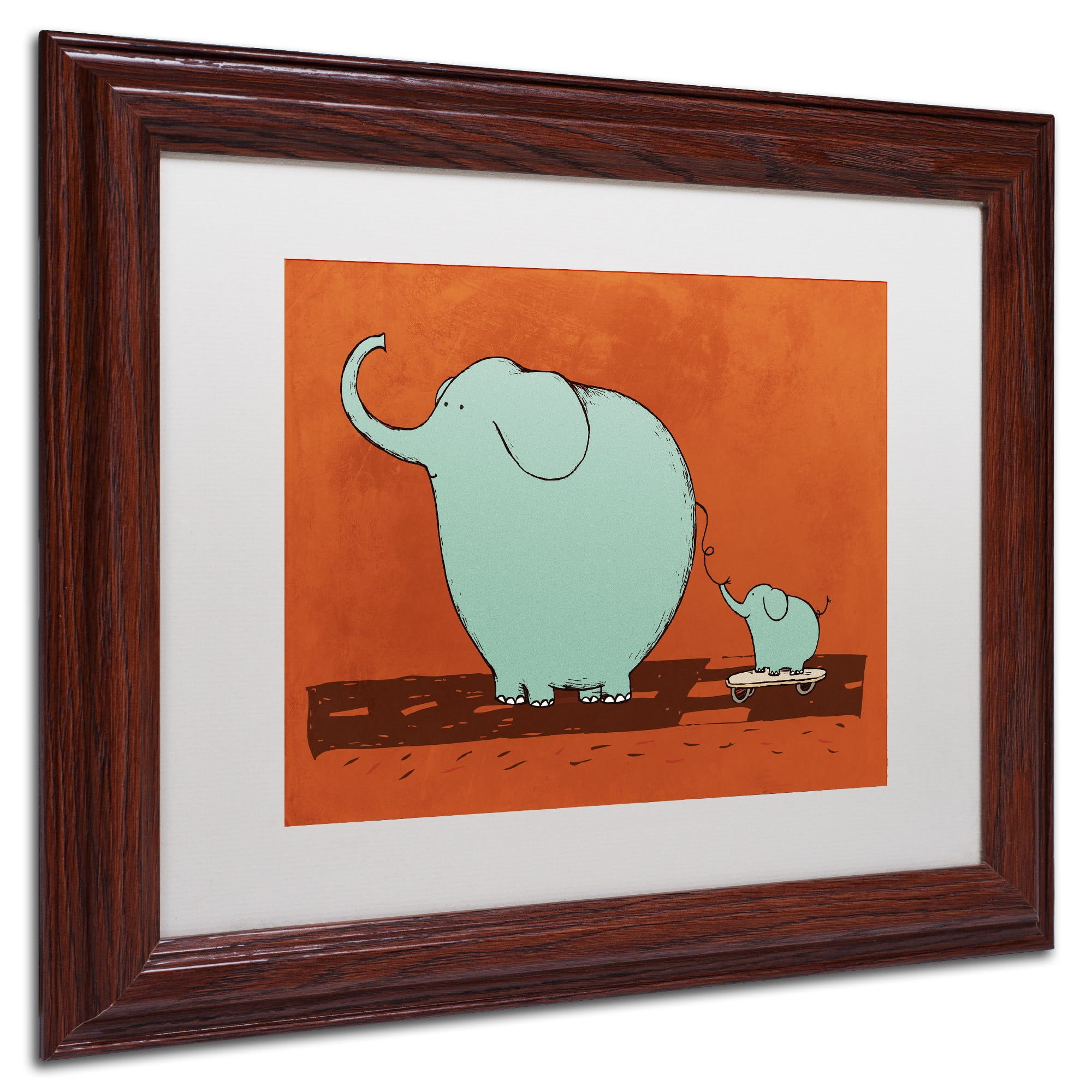 Carla Martell 'Skateboard Elephant' Matted Framed Art