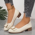 thumbnail image 2 of Womens Shoes,Casual Loafers Comfortable Square Heel for Everyday Wear Leather Casual Loafers for Breathable Walking,Shoes for Women,White,7.5, 2 of 9