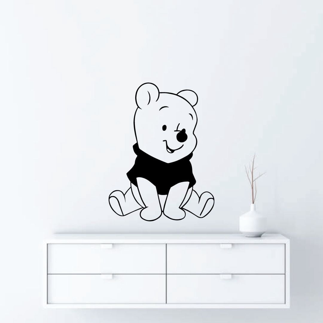 Cute Little Winnie The Pooh Smile Happy Baby Pooh Adorable Cute Smile Vinyl Wall Art Decal Sticker Baby Winnie The Pooh Cute Kids Room Boys Girls Home Wall Living Room Decor Size (20x14 inch)
