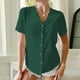 thumbnail image 2 of Camiseta cómoda con cuello en V elegante para mujer Blusa de manga corta Tops casuales OAVQHLG3B Store lin121212, 2 of 5