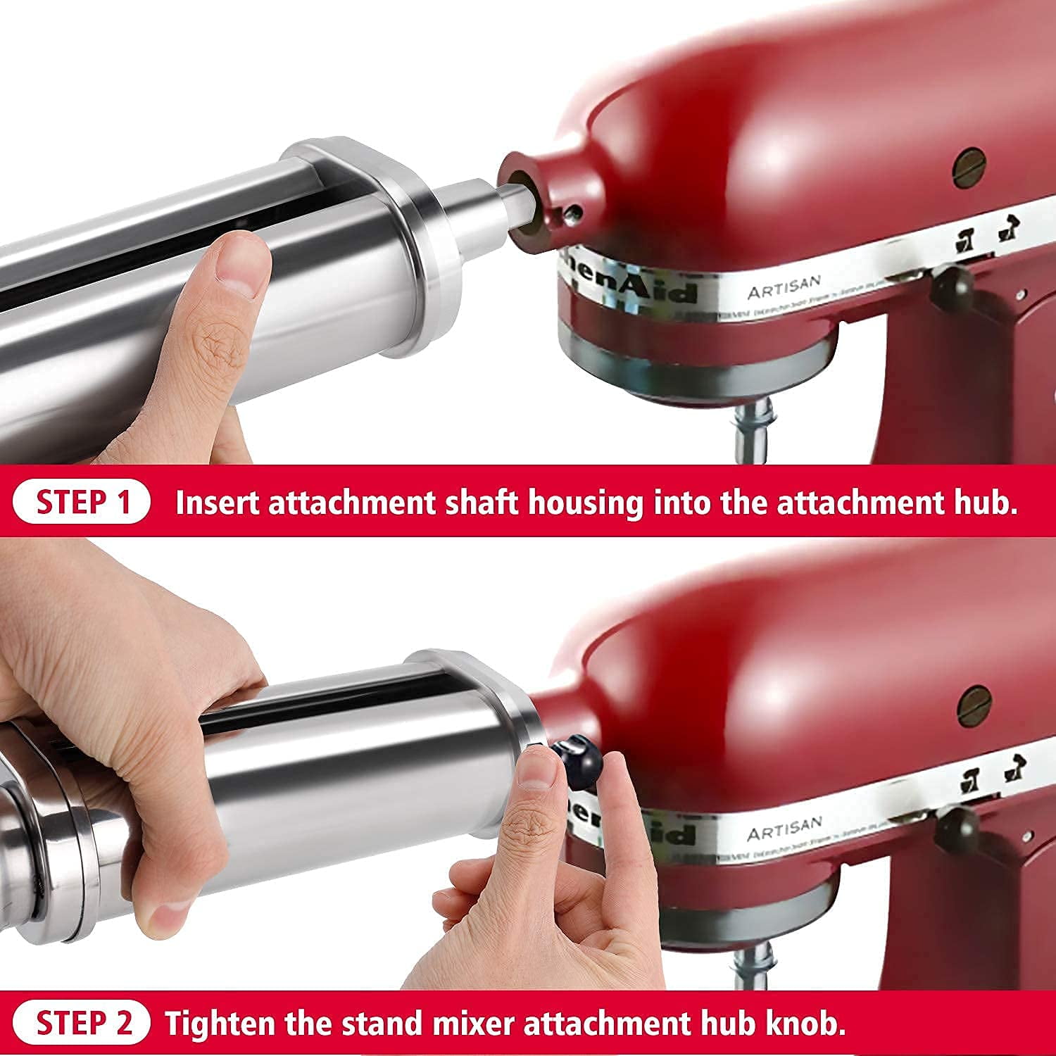 Kitchenaid Chef accessories，Pasta Maker Attachment Stainless Steel Pasta  Roller for Kitchenaid Stand Mixer, 8 Adjustment Knob